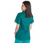 Bluza in V cu fermoar si maneca scurta, Lotus 3, BBC, stretch, verde hunter