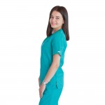 Bluza in V cu fermoar si maneca scurta, Lotus 3, BBC, stretch, verde chirurgical