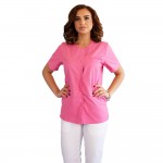 Bluza asimetrica cu capse, Lotus 2, roz prafuit