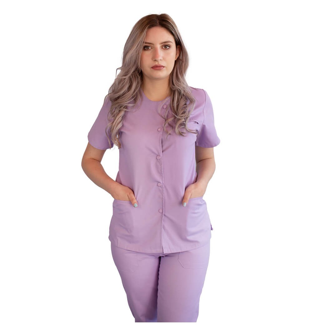 Bluza asimetrica cu capse, Lotus 3, BBC, stretch, lila