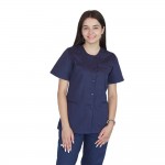 Bluza asimetrica cu capse, Lotus 3, BBC, stretch, bleumarin
