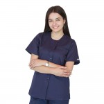 Bluza asimetrica cu capse, Lotus 3, BBC, stretch, bleumarin