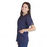 Bluza asimetrica cu capse, Lotus 3, BBC, stretch, bleumarin