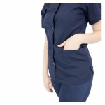 Bluza asimetrica cu capse, Lotus 3, BBC, stretch, bleumarin