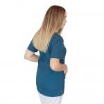 Bluza asimetrica cu capse, Lotus 3, BBC, stretch, turcoaz inchis