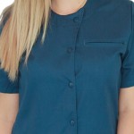 Bluza asimetrica cu capse, Lotus 3, BBC, stretch, turcoaz inchis