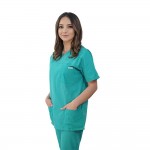 Costum medical Lotus 2, Basic 1, pantalon cu snur, verde chirurgical