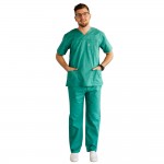 Costum medical Lotus 2, Basic 1, pantalon cu snur, verde chirurgical
