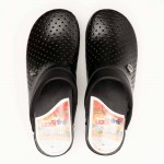 Saboti medicali cu talpa de lemn Leon B2, negru