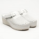 Saboti medicali, de dama, din piele, Leon 1000, alb