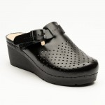 Saboti medicali, de dama, din piele, Leon 1000, negru