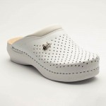 Saboti medicali, unisex, din piele, Leon PU100, alb