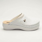 Saboti medicali, unisex, din piele, Leon PU100, alb