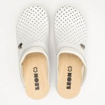 Saboti medicali, unisex, din piele, Leon PU100, alb