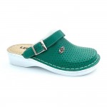 Saboti medicali, unisex, din piele, V202M, verde