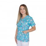 Bluza medicala imprimata, bumbac si elastan, Twice a day