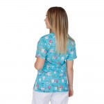 Bluza medicala imprimata, bumbac si elastan, Twice a day